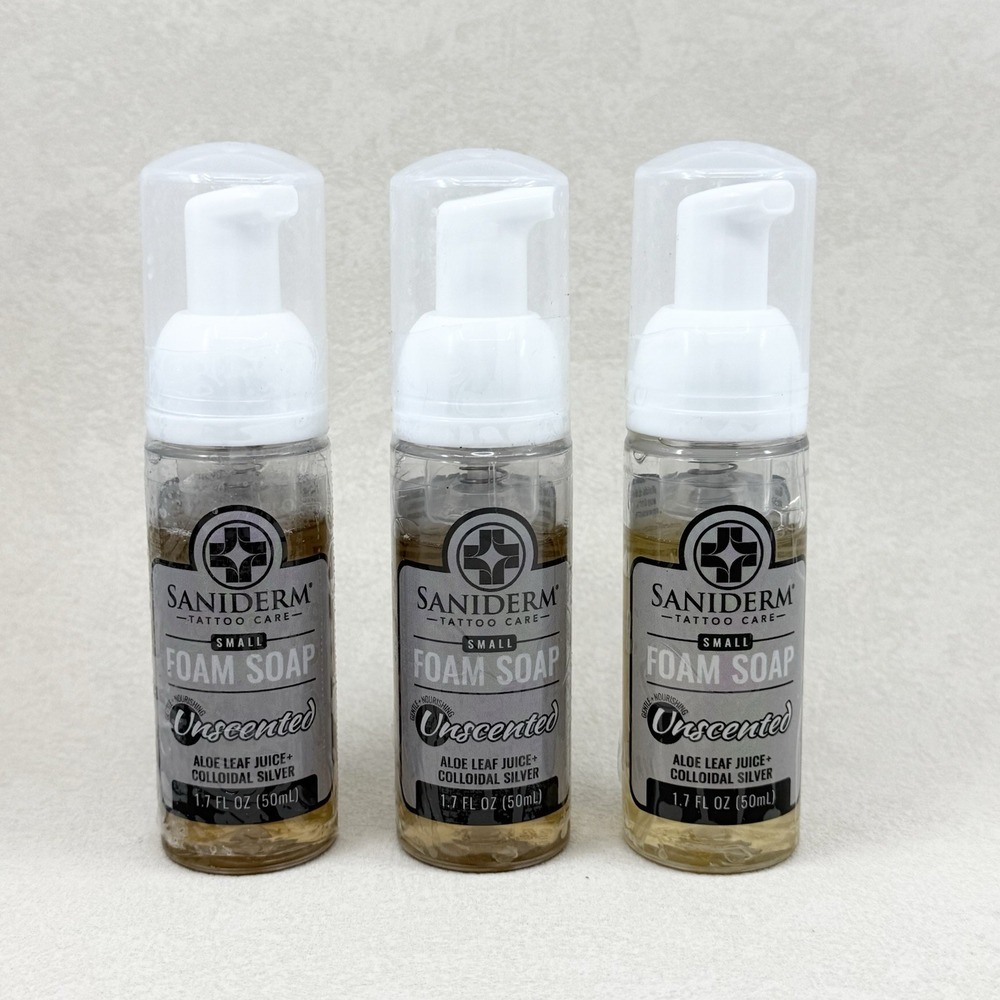 Saniderm Foaming Tattoo Soap (1.7oz Travel Size) 3 PACK Gentle Soap NEW